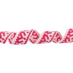 Лента (тесьма) жаккардовая 24.0 мм / 25 метров, Орнамент для северных народов, рис 9674 белый/малиновый, Gamma С3772