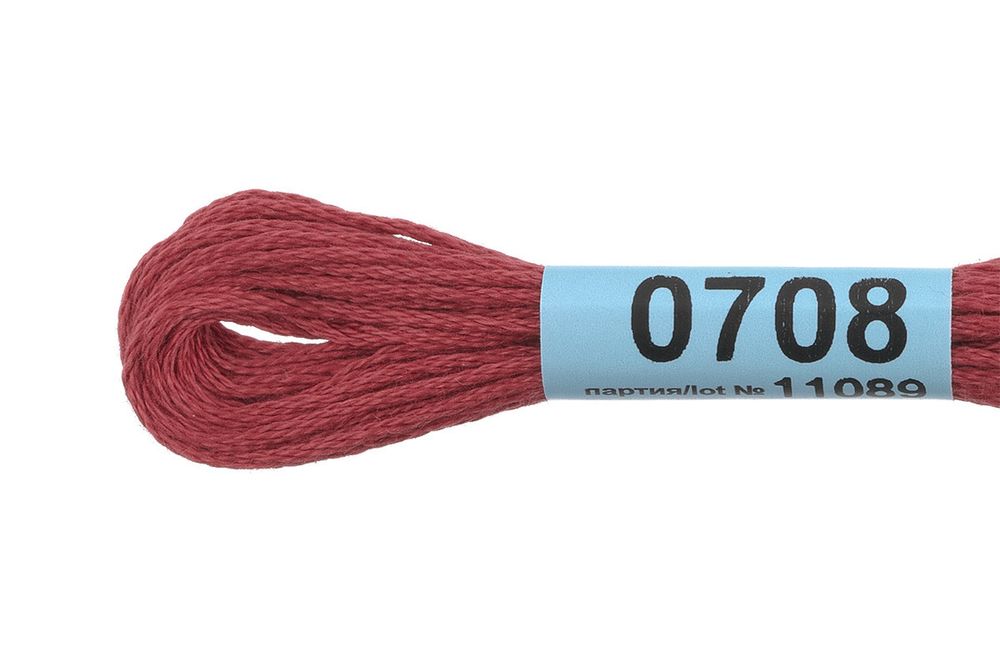 Мулине Gamma 100% хлопок, цв.0708 св-бордовый, 24 мотка по 8 метров