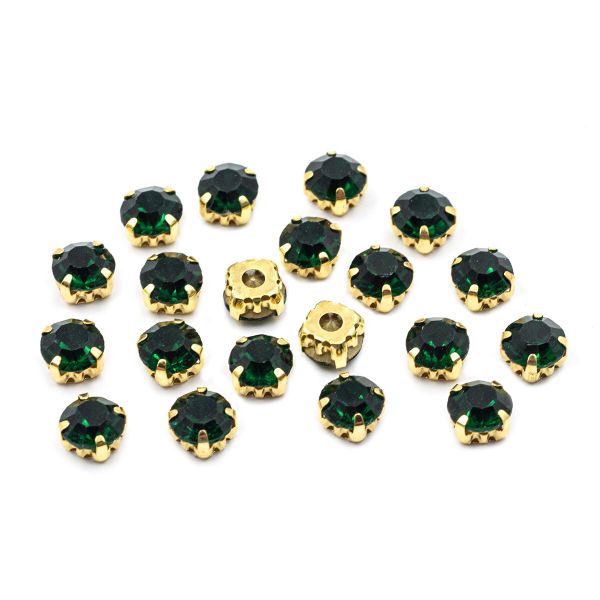 Хрустальные стразы в цапах/золото, 8мм, 20 шт/упак, Astra&Craft (36 изумрудный), 4AR167/168