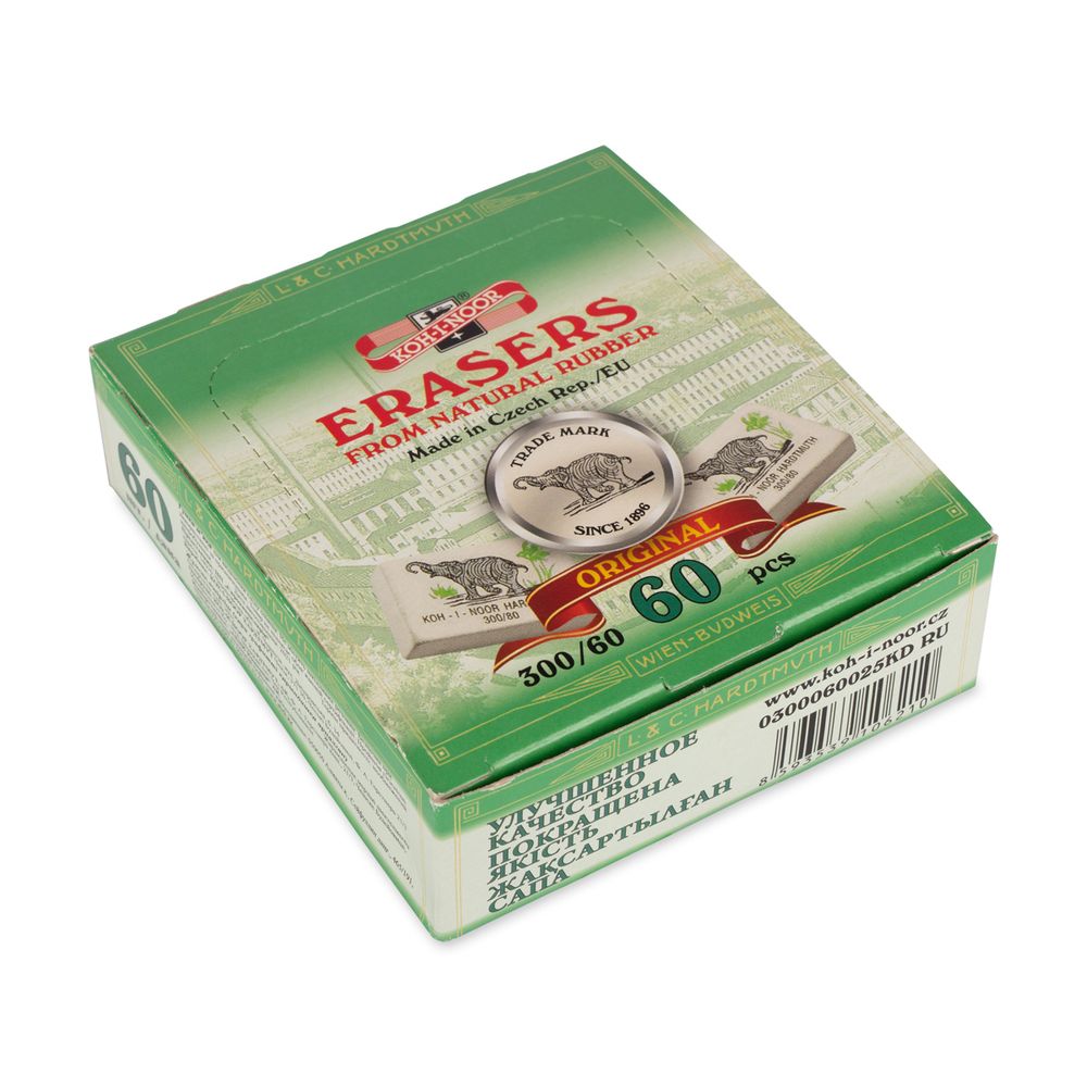 Ластик для чернографитных карандашей 300/60 60 шт, 0300060025KDRU, KOH-I-NOOR Hardtmuth