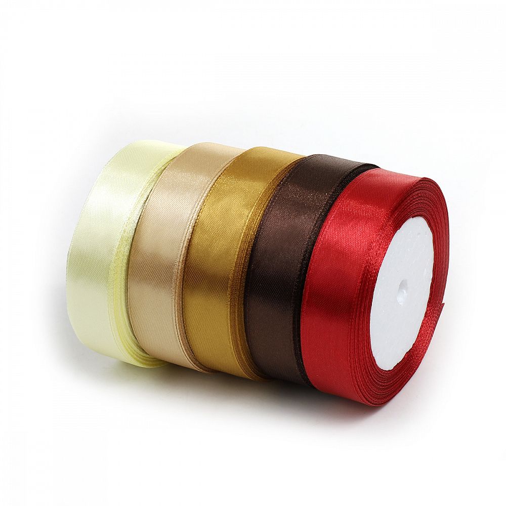 Лента атласная 1-сторонняя 20.0 мм / 5 шт по 22.5±1 метра, набор Шоколад, Magic4Hobby