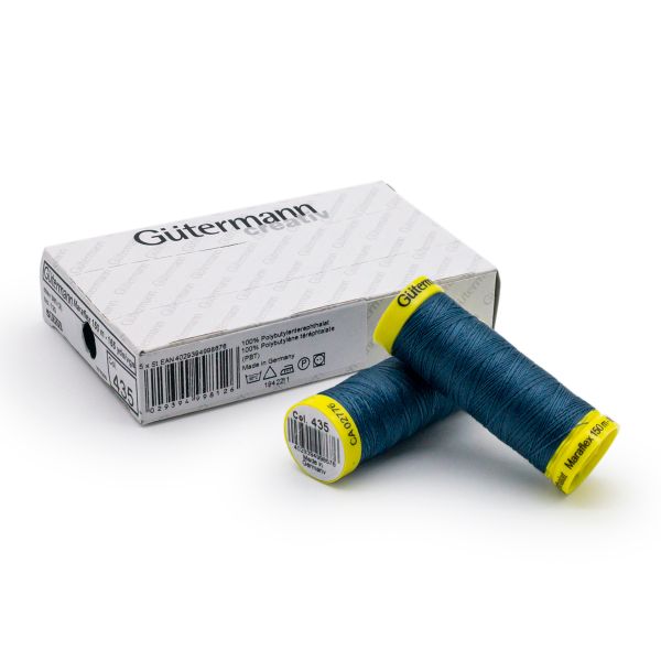 Нитки для трикотажа Gutermann Maraflex, 150м, 435 зелено-синий, 5 катушек