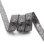 Лента (тесьма) жаккардовая 15.0 мм / 25±1 метров, (черный/серебро), Меандр