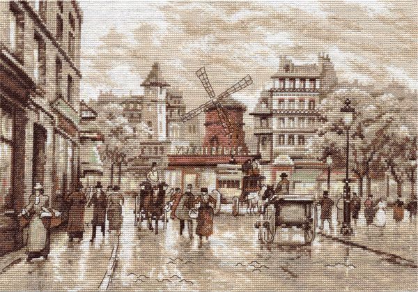 Набор для вышивания нитками Panna, Золотая серия, Париж, Мулен Руж, 37,5х27 см