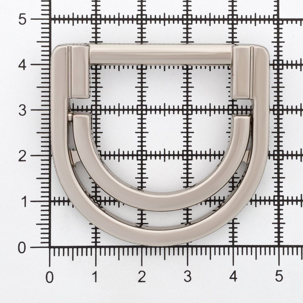 Полукольцо двойное металл внутр. 30 мм (внешн. 47х45 мм), 1 шт, серебро никель, MB-158