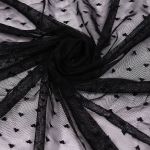 Сетка бельевая эластичная 55 г/м², шир.150 см / 1 метр, Сердечки, цв.черный /OLG015.170.1/