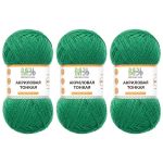 Пряжа Вязь Акриловая тонкая / уп.3 мот. по 100 г, 360 м, 490 темно-зеленый