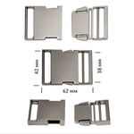 Фастекс (пряжка трезубец) металл 38 мм, 62x42 мм, чер.никель, 6 шт