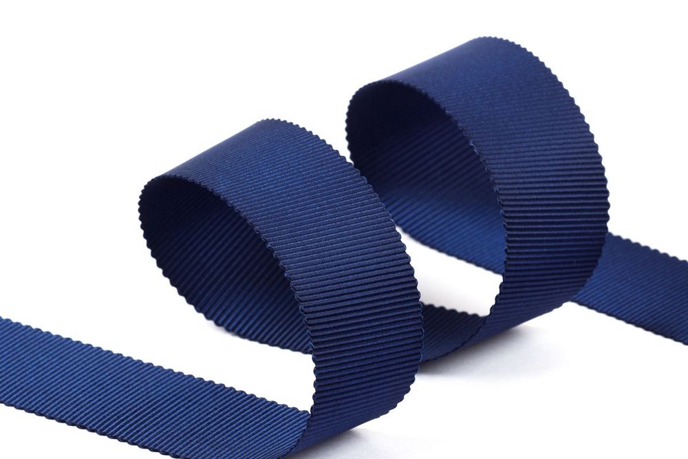 Лента репсовая (в рубчик) с зубчатым краем 25.0 мм, 25±1 метров, 370 т.синий, Gamma PTGR-25