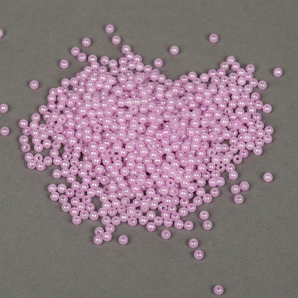 Бусины пластик (перламутр) ⌀4 мм, цв.092 сиреневый уп.50г (1500 шт), Magic4Hobby