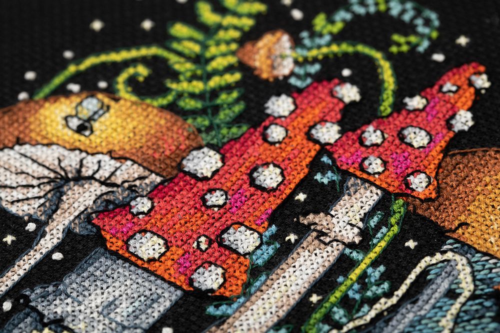 Набор для вышивания нитками Panna, Грибной домик, 24.5х19 см, Panna