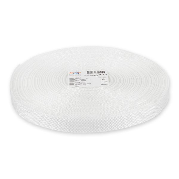 Стропа (ременная лента) 20 мм / 50 метров, толщ. 0.95 мм, [12.22 г/пог.м], 100% п/а, 1 белый, Gamma 5с611