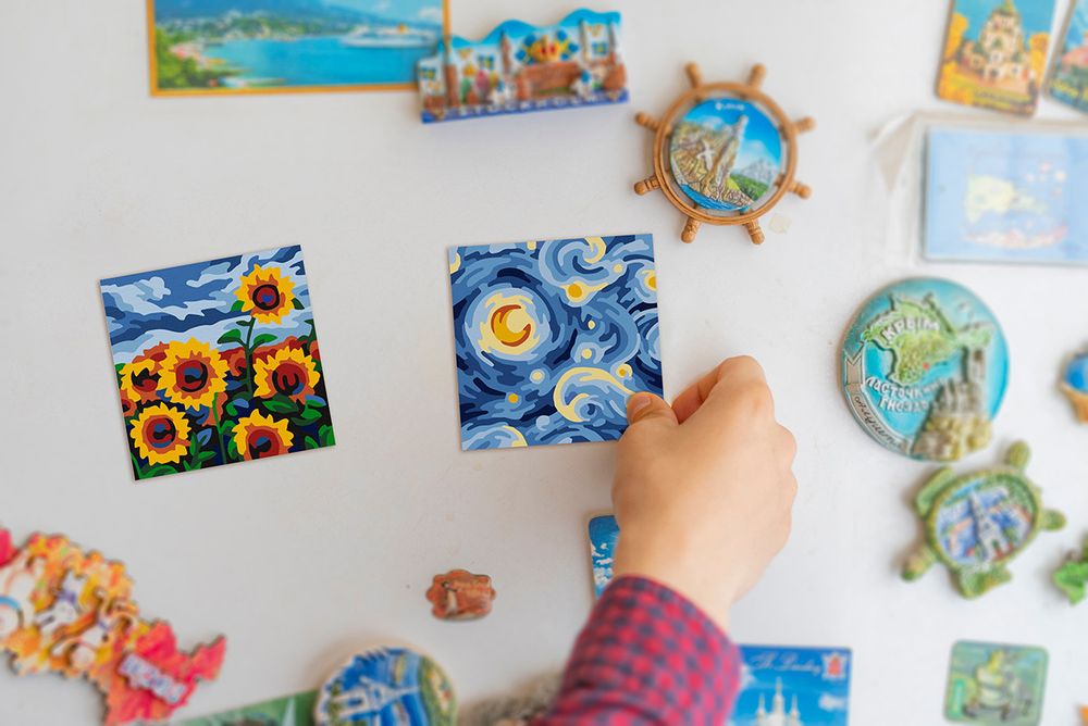 Картина по номерам Фрея, на магните Вдохновение Ван Гога, 9х9 см