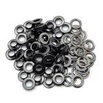 Люверсы металл ⌀9.5 мм (внутр.), h=5.7 мм, внешн. ⌀18.0 мм, латунь, цв.чер.никель плоский, 50 шт, BIG