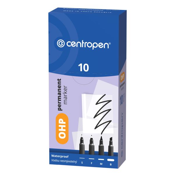 Маркер Permanent 0.6 мм, перо игольчатое, 10 шт, синий, Centropen 2636/1