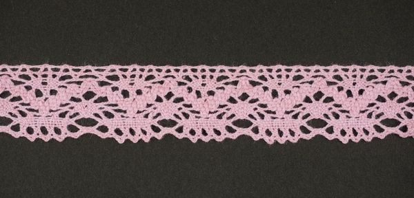 Кружево вязаное (тесьма) 25 мм, цв. св.розовый, AF-196-020, Alfa, 25 м