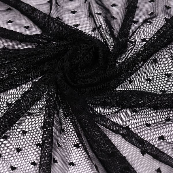 Сетка бельевая эластичная 55 г/м², шир.150 см / 1 метр, Сердечки, цв.черный /OLG015.170.1/