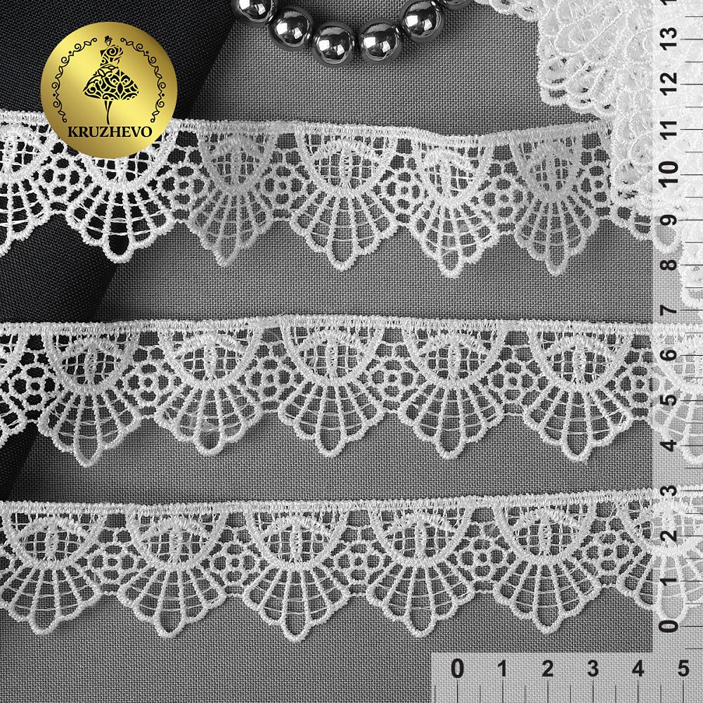 Кружево гипюр (плетёное) 30 мм / 13.71 метров, TBY.4GB2502, цв.1 белый