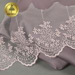 Кружево на сетке широкое 100 мм, TR.3657, цв.06 розовая пудра уп.9м, Kruzhevo