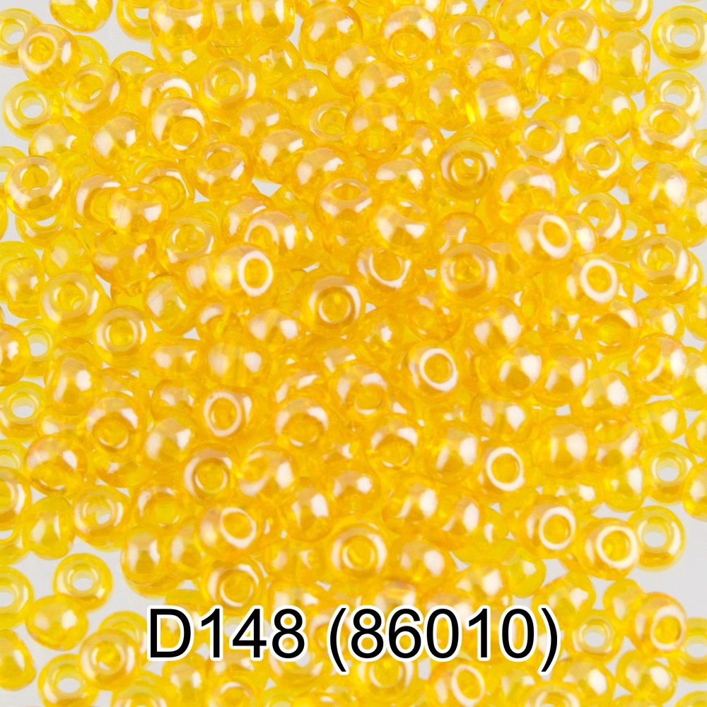 Бисер Preciosa круглый 10/0, 2.3 мм, 10х5 г, 1-й сорт, D148 желтый, 86010, круглый 4