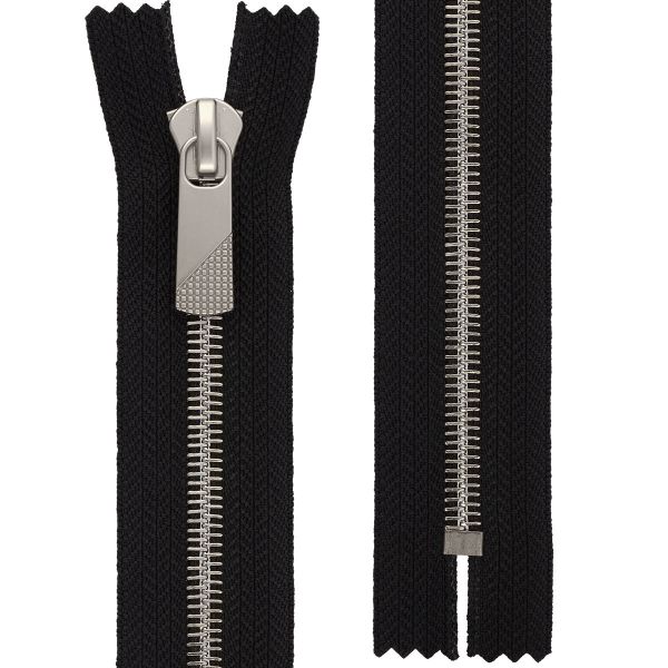 Молния металл Т8 (8 мм) 1 зам., н/раз., 20 см, декор, серебро, черный, KAP-8 Gamma, 5 шт