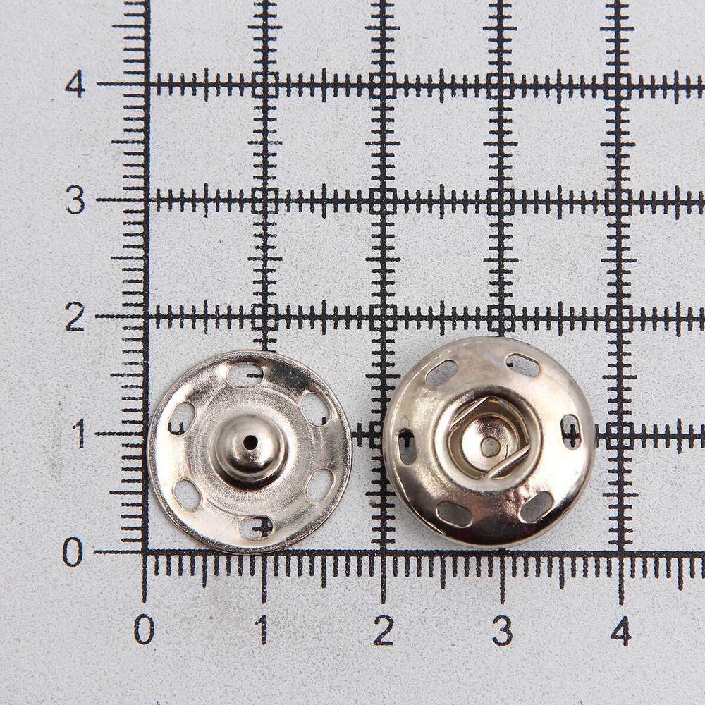 Кнопка пришивная металл ⌀18.0 мм, серебро/никель, 2 шт, Pony