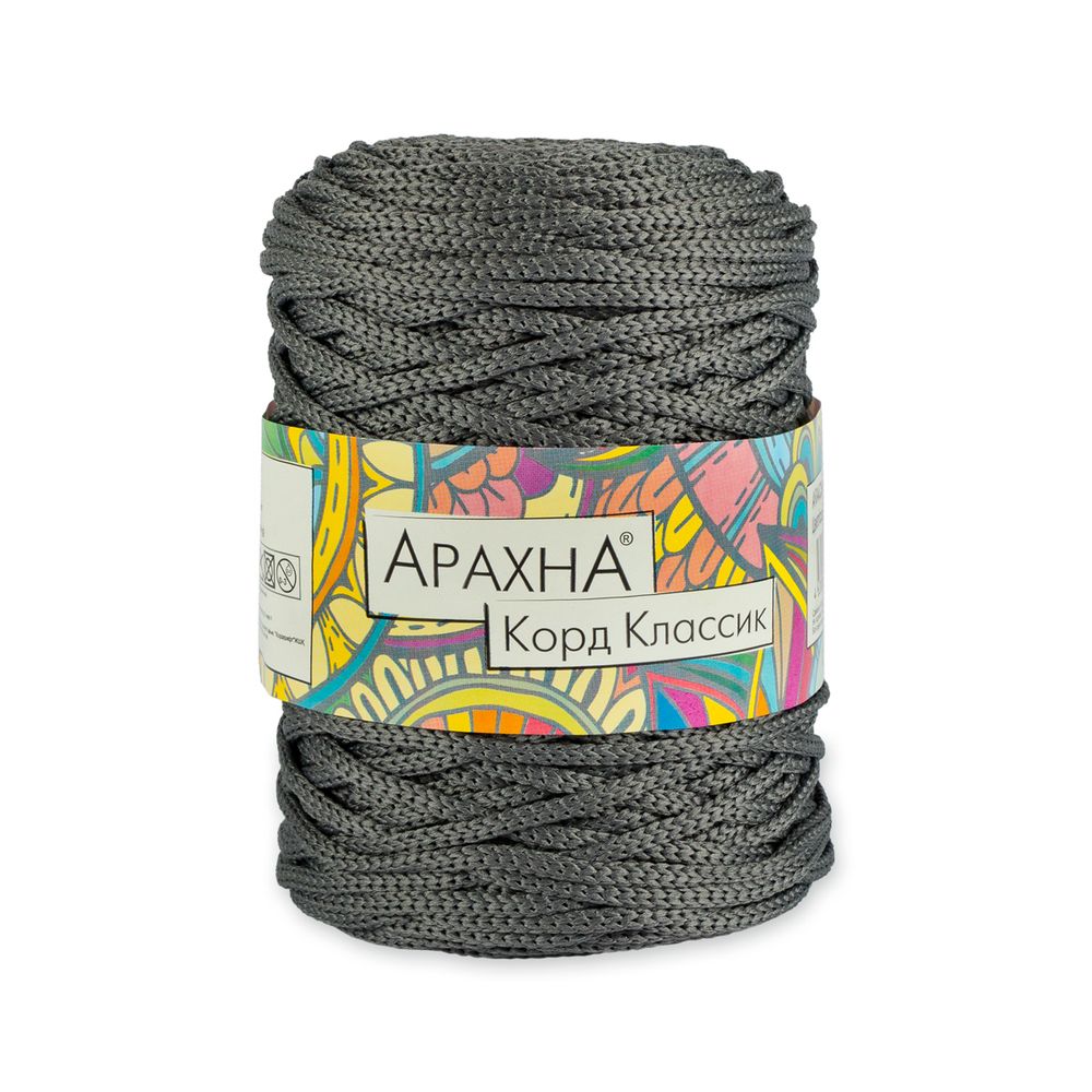 Пряжа Arachna Cord Classic / уп.3 мот. по 200 г, ±10 г, 100 м, 16 серый