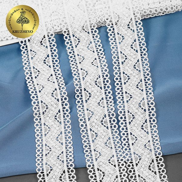 Кружево гипюр (плетёное) 40 мм, матовая нить TBY.0870, цв.белый уп.13.71м, Kruzhevo