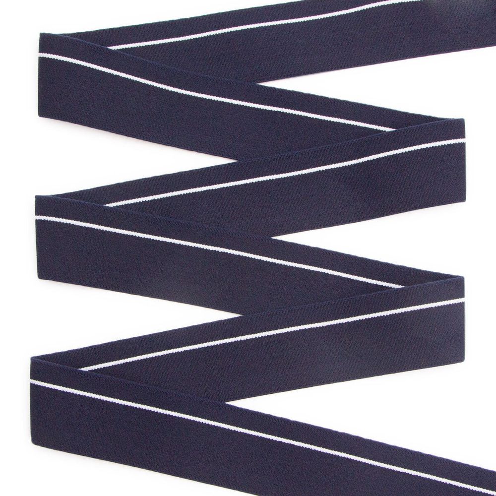 Резинка для мужских трусов и боксеров 35.0 мм / 25 метров, тканая мягкая, 24 г/м, т.синий/белый полоса