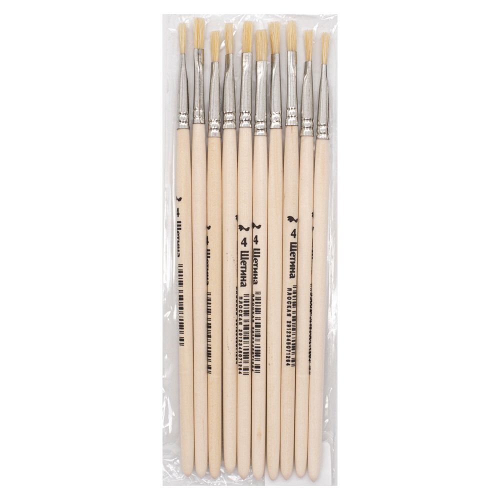 Кисть щетина школьная плоская №4,10 шт