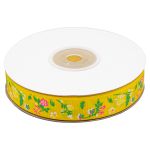 Лента репсовая (в рубчик) Цветочки маленькие 1,5см*22.86 м (желтый)