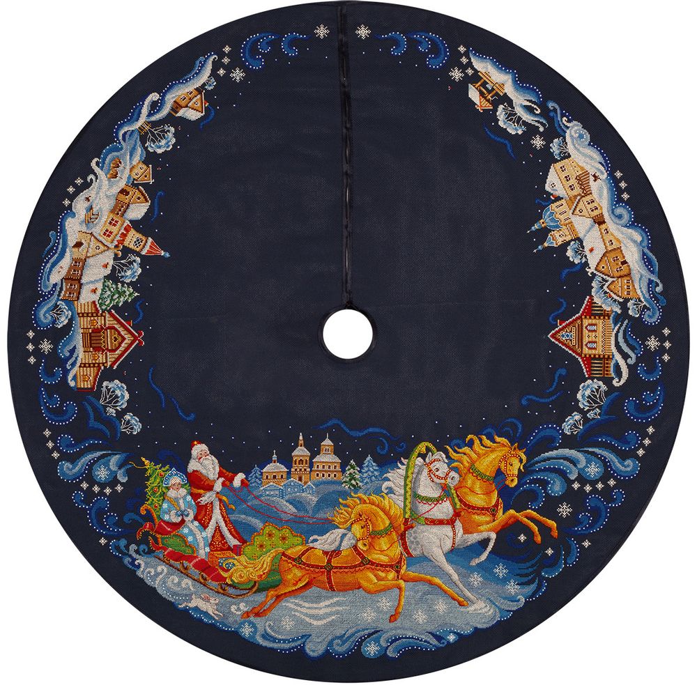 Набор для вышивания нитками Panna PR-7445, Юбка для новогодней ёлки. Тройка, 102х102 см