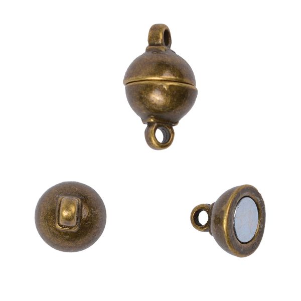 Замок магнитный Бочонок для бус MH.111910-4 цв. бронза 11х7 мм упак 10 шт