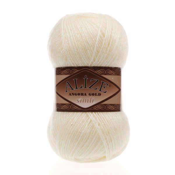 Пряжа Alize (Ализе) Angora Gold Simli / уп.5 мот. по 100 г, 500м, 067 экрю A
