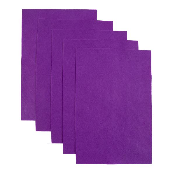 Фетр листовой 1 мм, 20х30 см, 5 шт, 114 т.сиреневый, Blitz FKC10-20/30