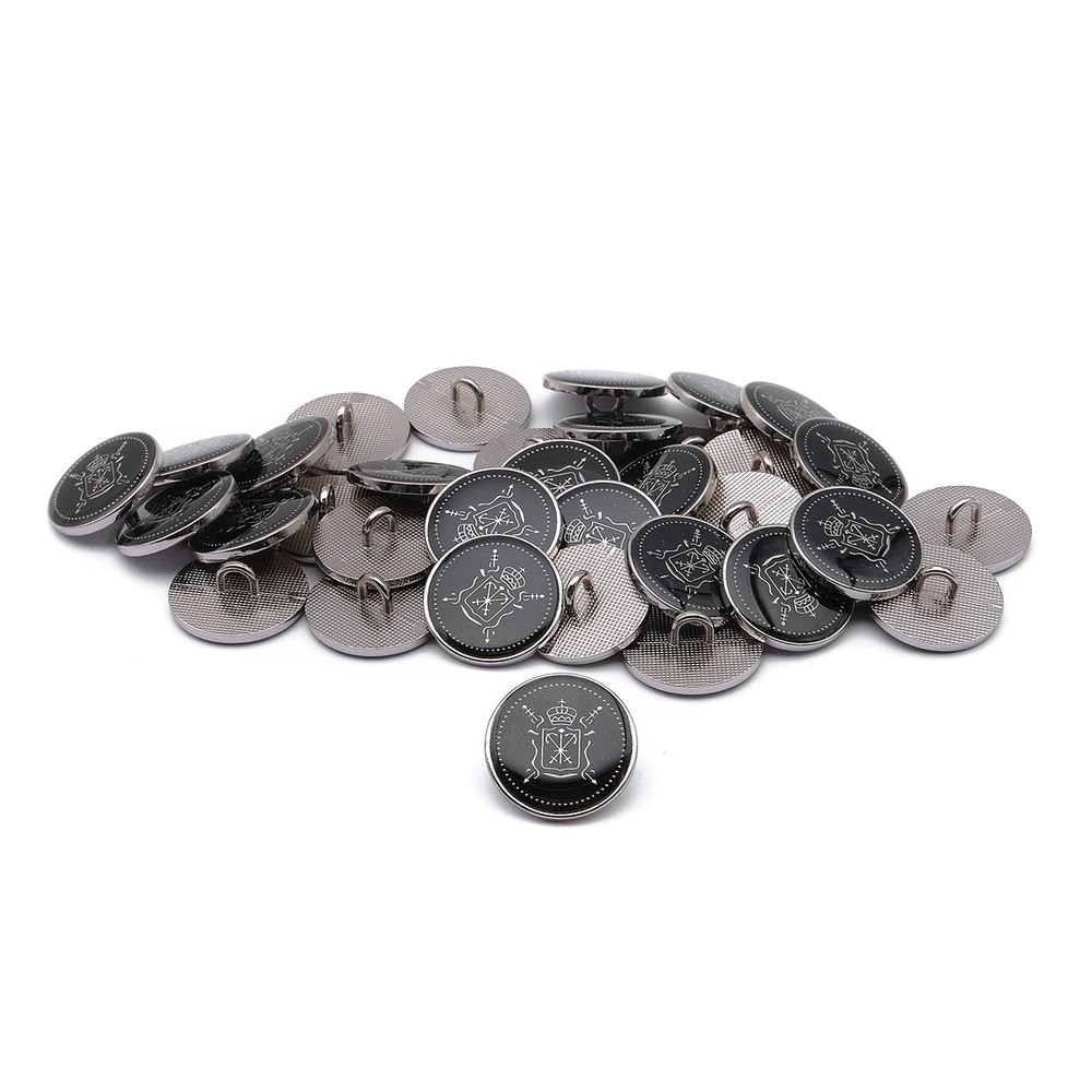 Пуговицы на ножке Герб 32L (20мм), металл (Black/S (черный/серебро)), ME-657, 36 шт