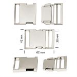 Фастекс (пряжка трезубец) металл 38 мм, 62x42 мм, никель, 6 шт