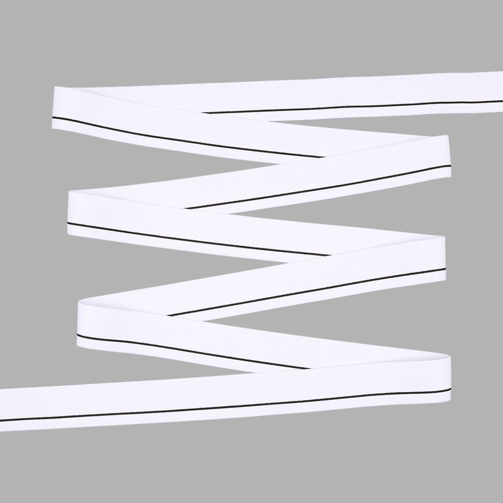 Резинка для мужских трусов и боксеров 35.0 мм / 25 метров, тканая мягкая, 24 г/м, белый/черный полоса