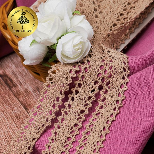 Кружево вязаное (тесьма) 20 мм / 10 метров, цв.30 капучино, Kruzhevo