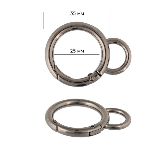 Карабин металл кольцо ⌀25.0 мм (35 мм) 107923, цв. чер.никель уп. 10 шт