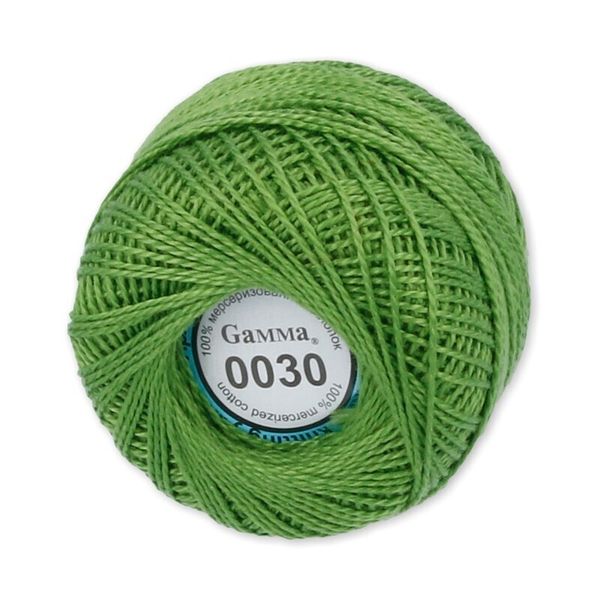 Пряжа нитки Ирис / уп.10 мот. по 10г, 82м, 0030 травяной, Gamma