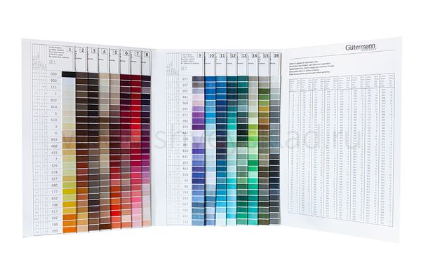 _00_ Карта цветов ниток: Нитки Gutermann швейные бытовые, 400 цветов (M 92/2)