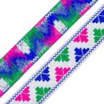 Лента (тесьма) жаккардовая 33.0 мм / 7 метров, белый/серебро, 11825