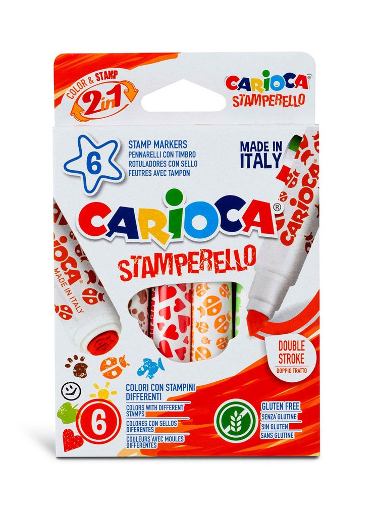 Фломастеры со штампами Carioca Stamperello 6 цв 42279