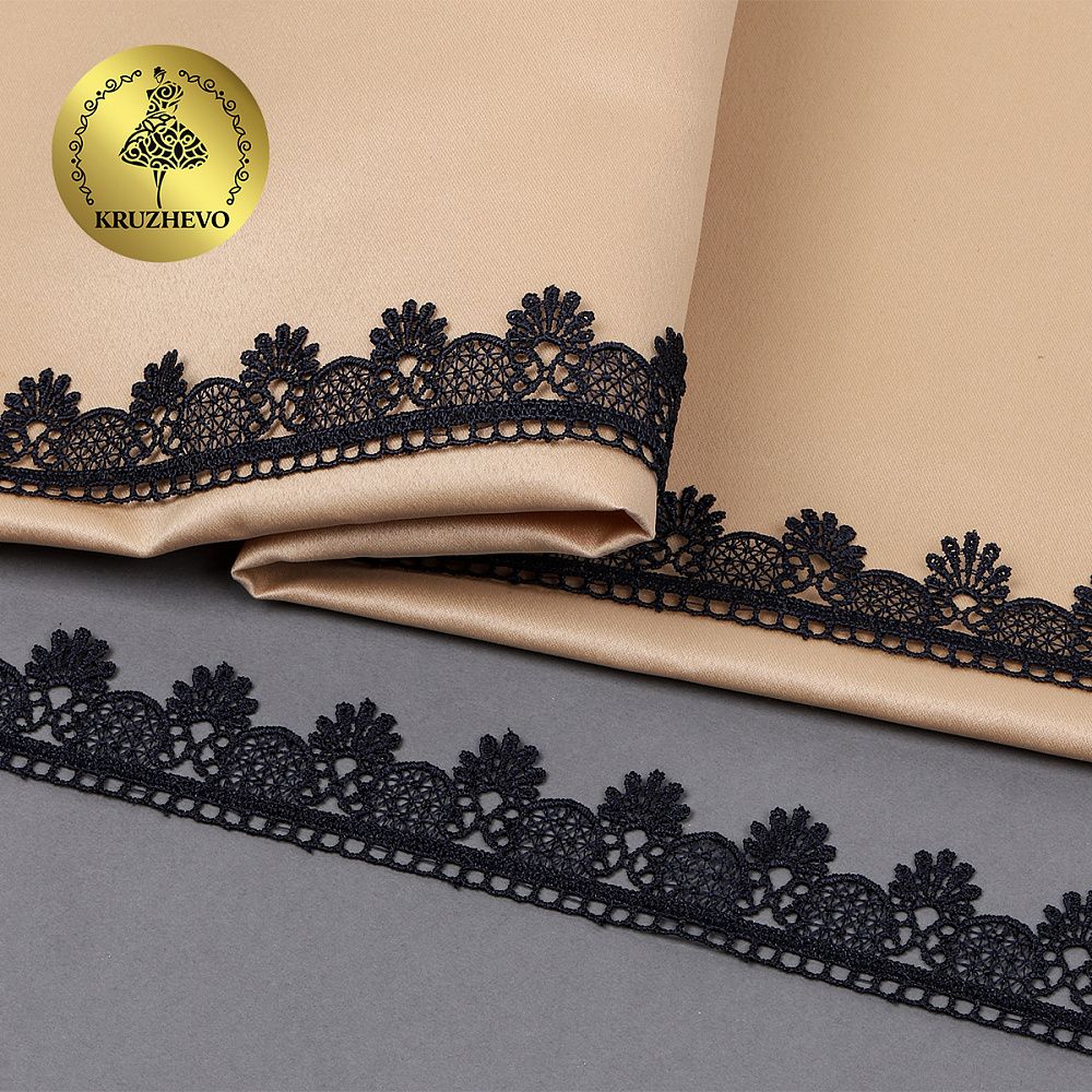 Кружево гипюр (плетёное) 25 мм, цв.9 т.синий, уп. 9 м, Kruzhevo