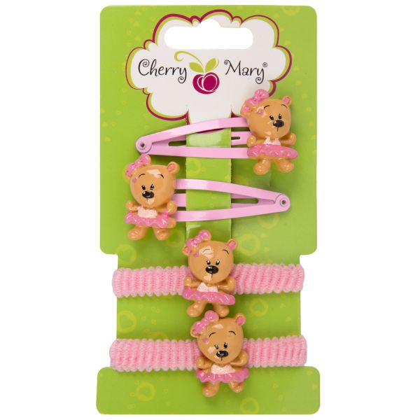 Набор аксессуаров для волос 20 шт (5х4 шт), №01 медвежата, Cherry Mary S6208