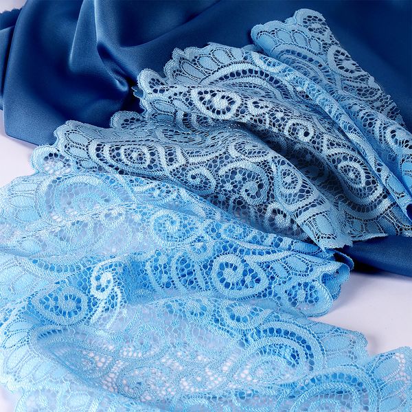 Кружево бельевое эластичное 180 мм / 3 м, TBY.L1351, цв.L3090 голубой, Kruzhevo