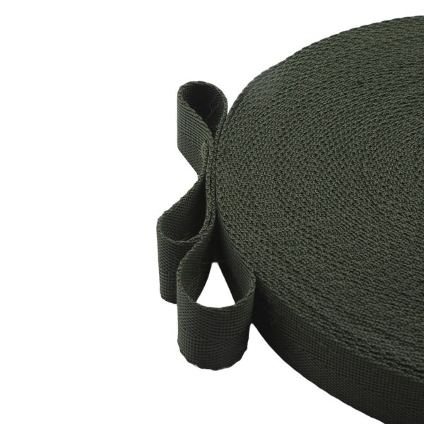 Стропа (ременная лента) 25 мм / 25 метров, толщ. 1.0 мм, [15.1 г/пог.м], 100% п/п, 32 хаки