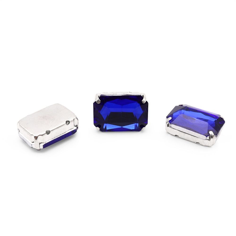 Хрустальные стразы в цапах прямоугольные (серебро) сапфир 13х18мм, 3 штук Astra&Craft, ПЦ009НН1318