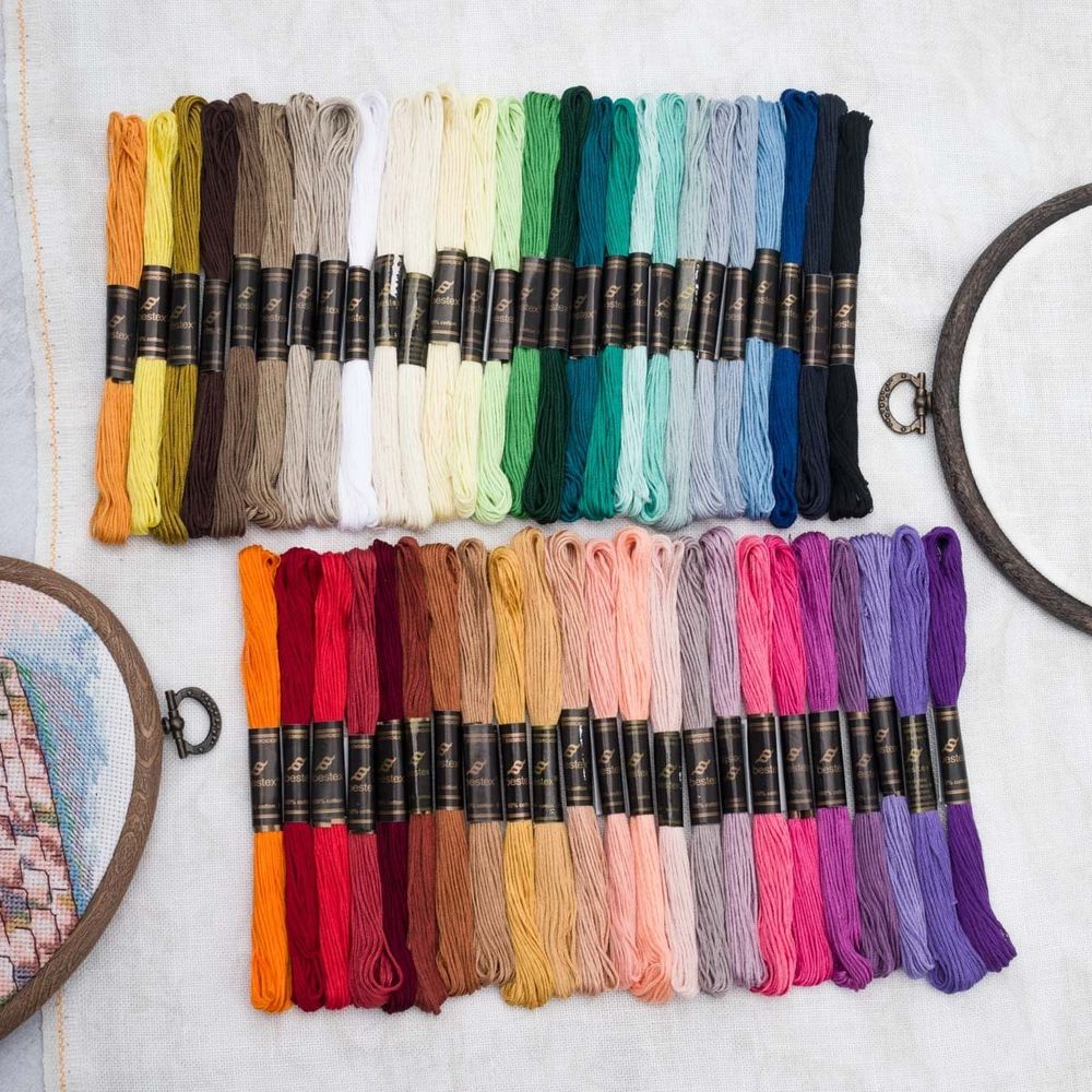 Набор хлопкового мулине №4, 50 цветов (50 шт по 8 метров), Bestex